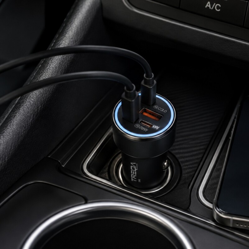 Cargador de carga rápida auto USB A y tipo C 38w Cargador de carga rápida auto USB A y tipo C 38w