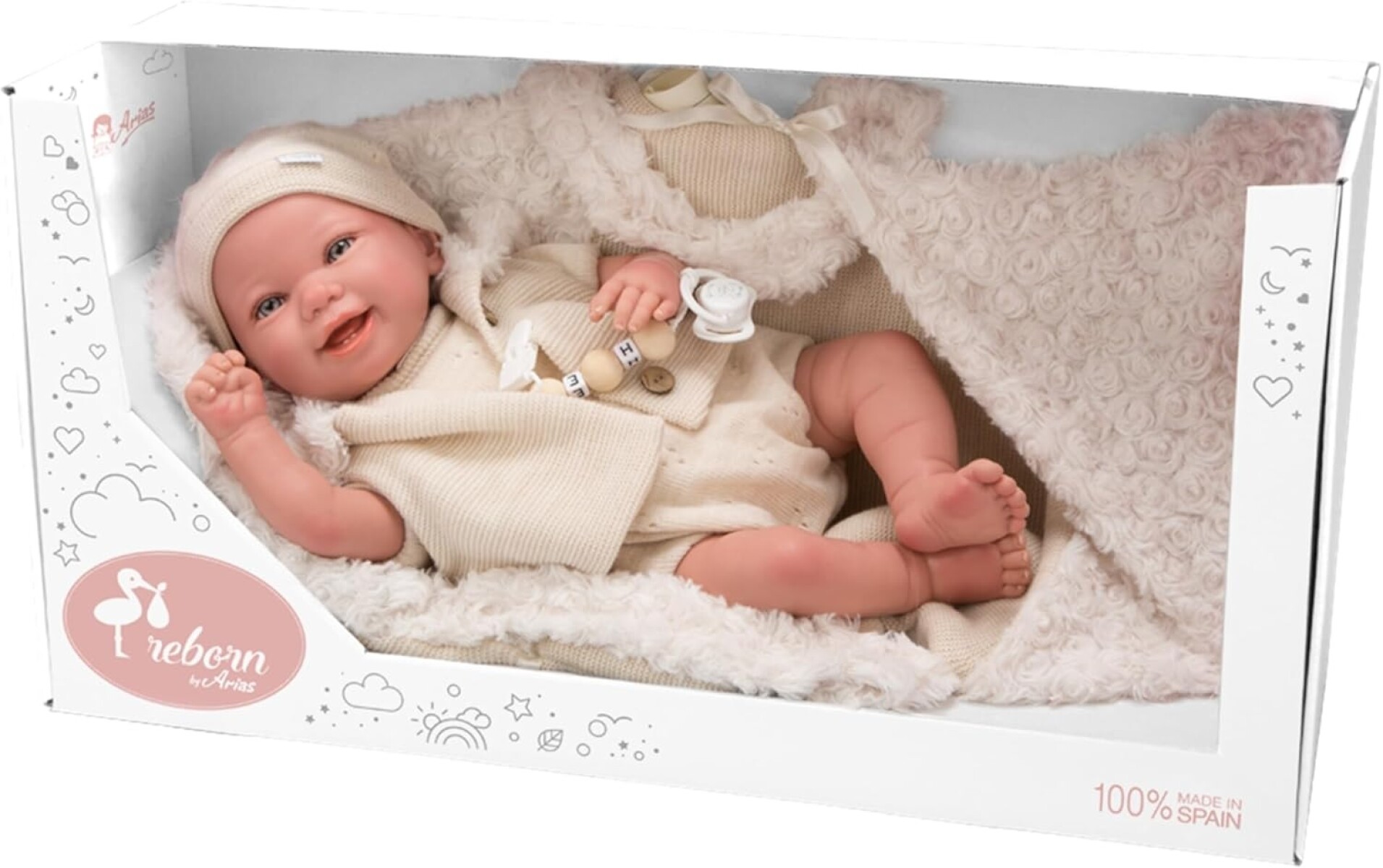 Arias - Muñeca Reborn Diego de 45 cm, bebé con Ropa Beige 