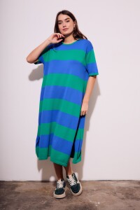 Vestido Tejido Rayado Verde