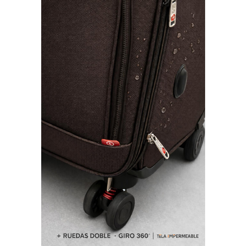 Set de Valijas de Tela con Ruedas | Livianas y Resistentes Marron