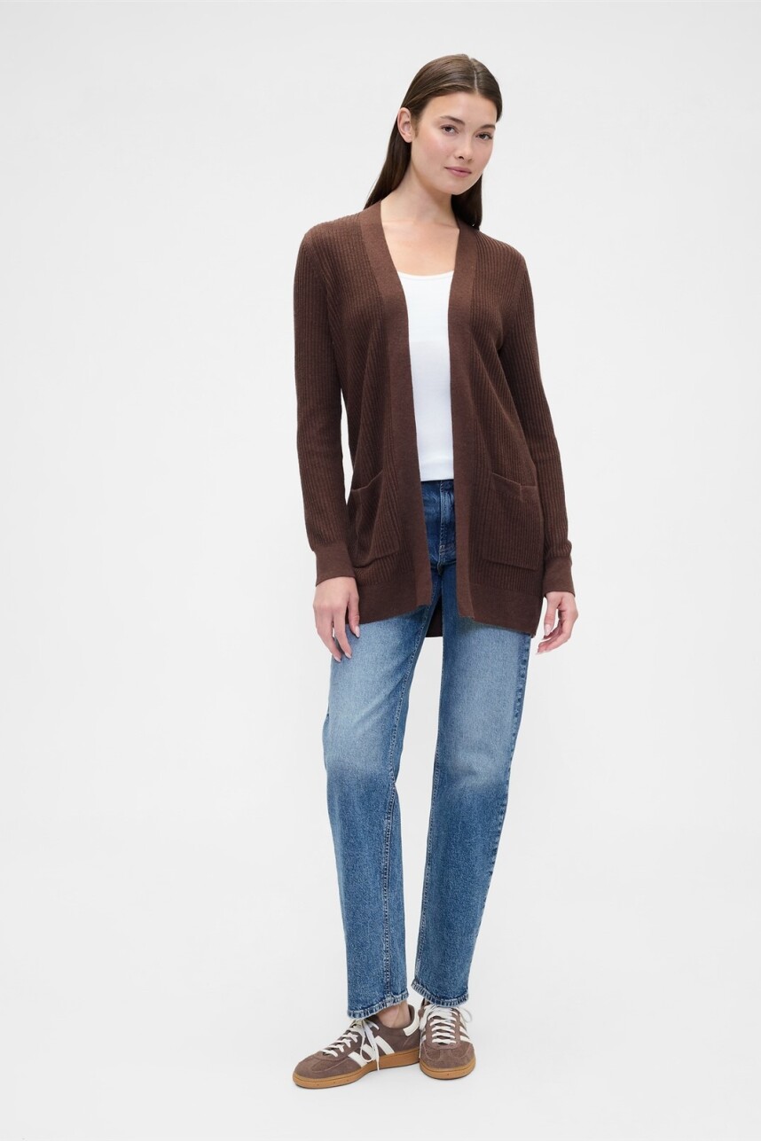 Saco Sin Botones Bella Mujer Dark Brown 1
