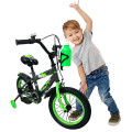 Bicicleta Infantil Rodado 12 Con Rueditas Auxiliares Y Portabotellas Blanco Verde