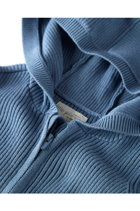 Monito de algodón orgánico acanalado, azul Sin color