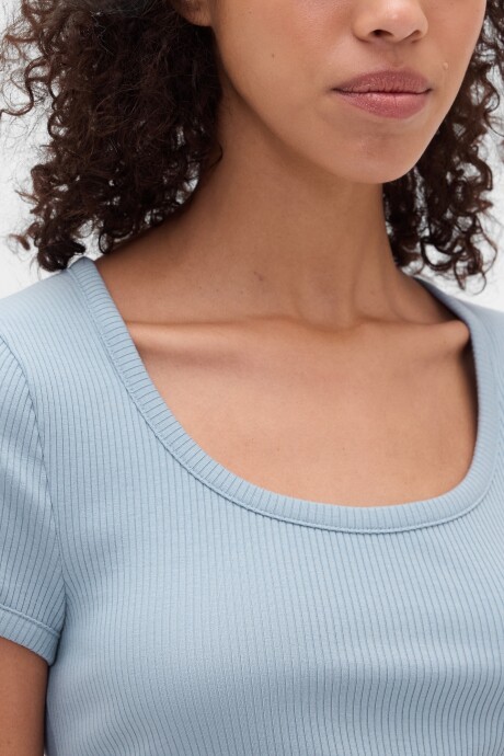 Remera Rib Mujer New England Sky