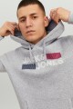 Sudadera Corp Capucha Y Logo Estampado Light Grey Melange