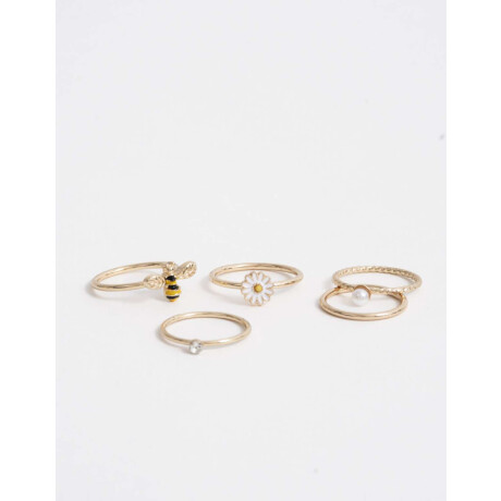 Sets Anillos Strass Crystal Dorado