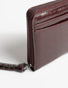 Billetera Zip Round Billetera Efecto Satinado - Rojo Burdeaux