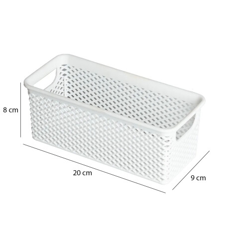 Caja Cesto Organizador en Plástico Calado Línea 20x9x8Cm Blanco