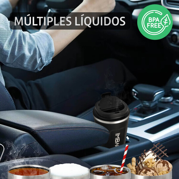 Vaso Termico Cafe Doble Capa 380ml Con Tapa Acero Inoxidable Vaso Termico Cafe Doble Capa 380ml Con Tapa Acero Inoxidable
