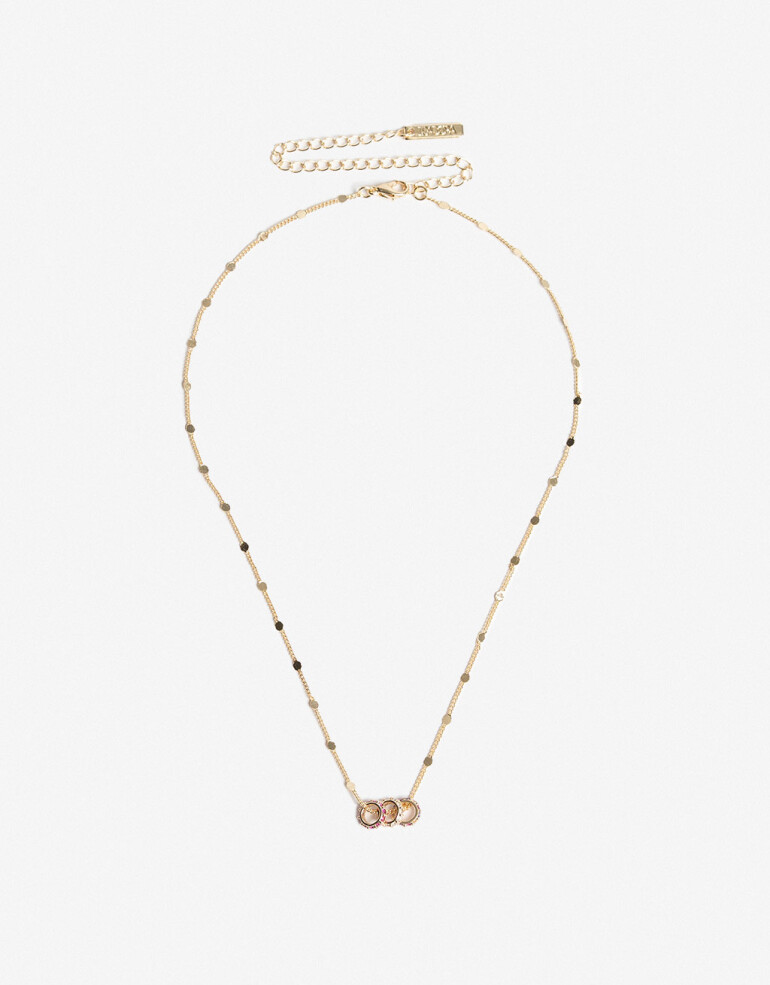 Cadena Corta con Dije Strass Collar Con Dije Cubic - Dorado