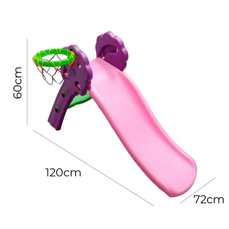 Tobogán Infantil Plástico Mediano P/niño + Aro Basket Violeta con rosado