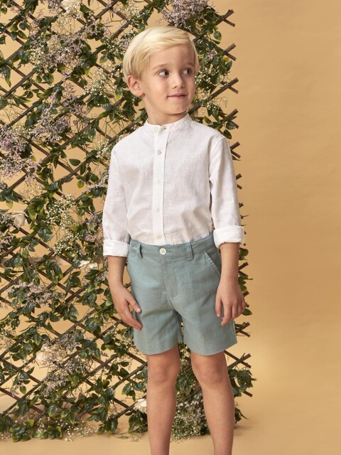 Pantalon Corto De Lino Verde