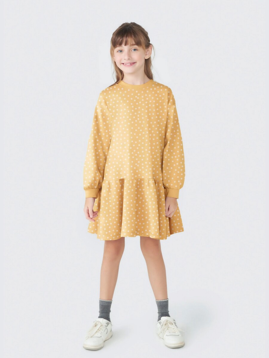 VESTIDO INFANTIL ESTAMPADO - AMARILLO 