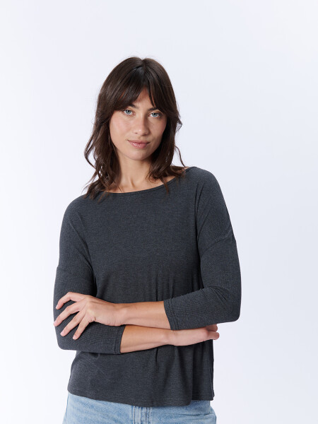 Remera Viscosa Gris Melange Oscuro
