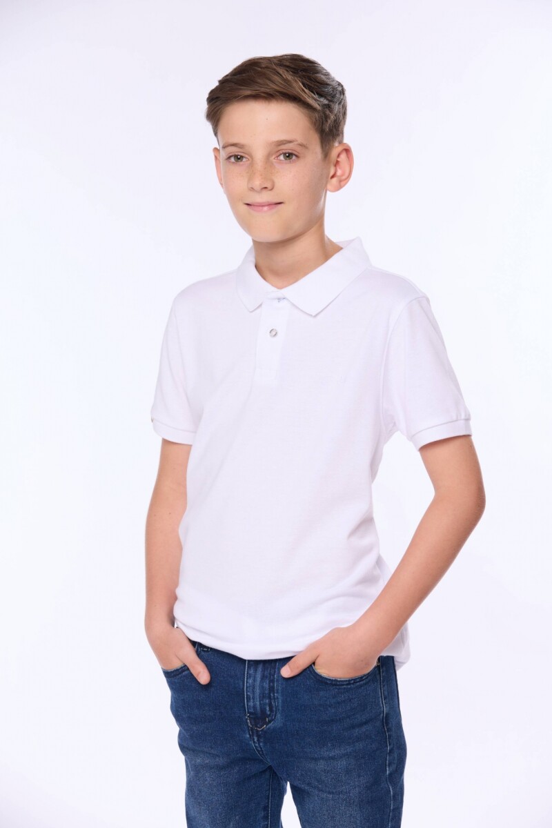 REMERA POLO PIQUE LISA - Blanco 