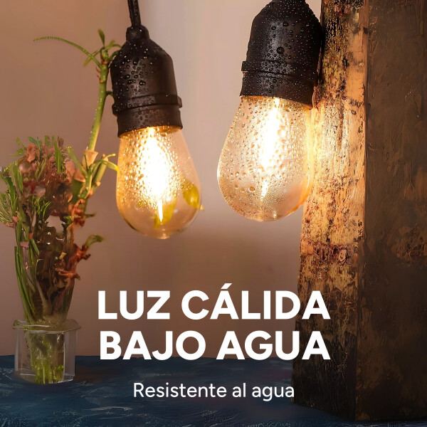 Guirnalda 10 Luces Luz Cálida 5 Metros Interior Exterior Variante Calida