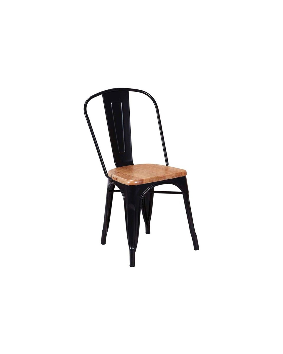 Silla tolix Metálica vintage asiento en madera - Negro 