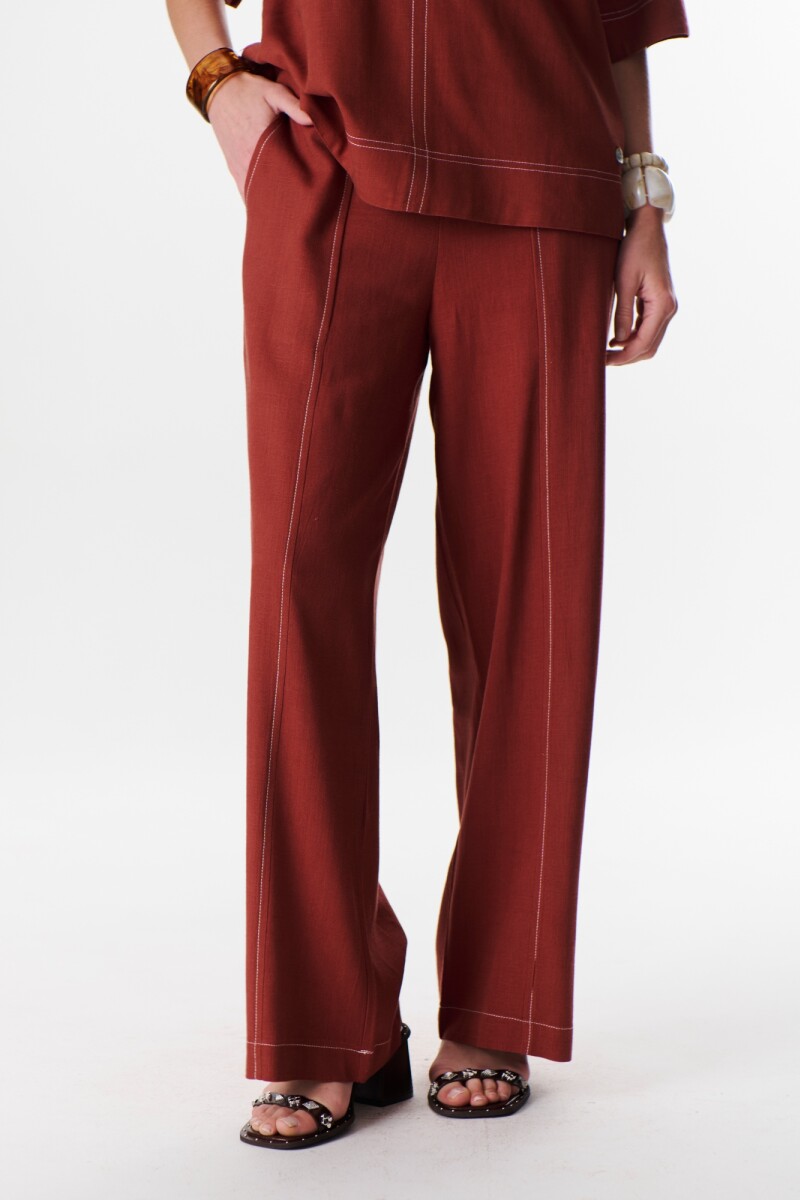 PANTALON LINO POCKET ROJO