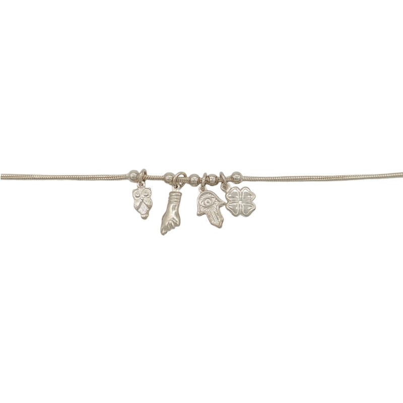 Pulsera Cola de ratón con dijes-Plata 925-Sin piedra-PU3152 sinpiedra
