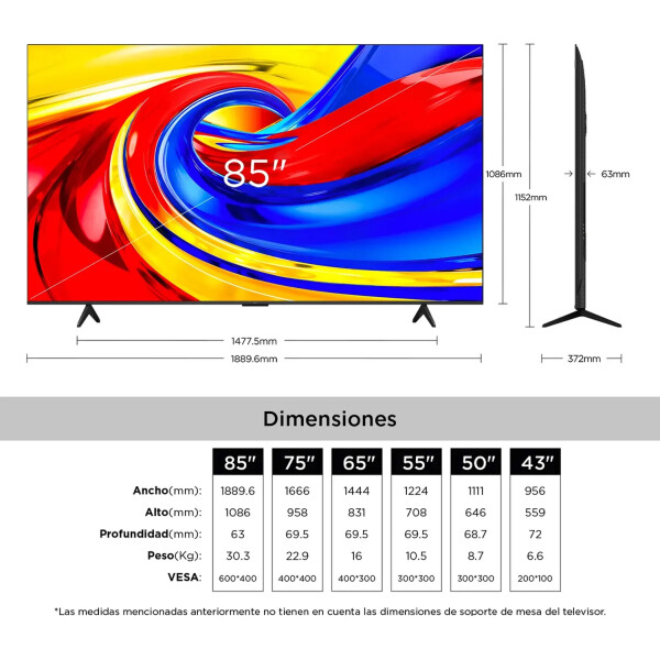 Smart Tv Tcl 85" Qled 4k 85p7l TV 85 TCL QLED 4K 85P7L