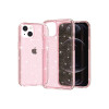 Protector rígido iPhone 15 transparente rosa con brillos Protector Rígido Iphone 15 Transparente Rosa Con Brillos