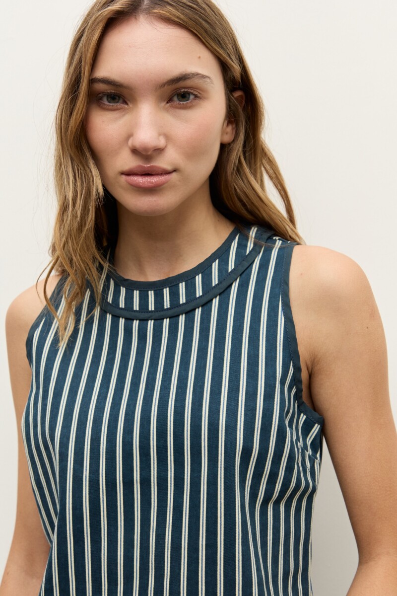 Top de jean rayado azul marino
