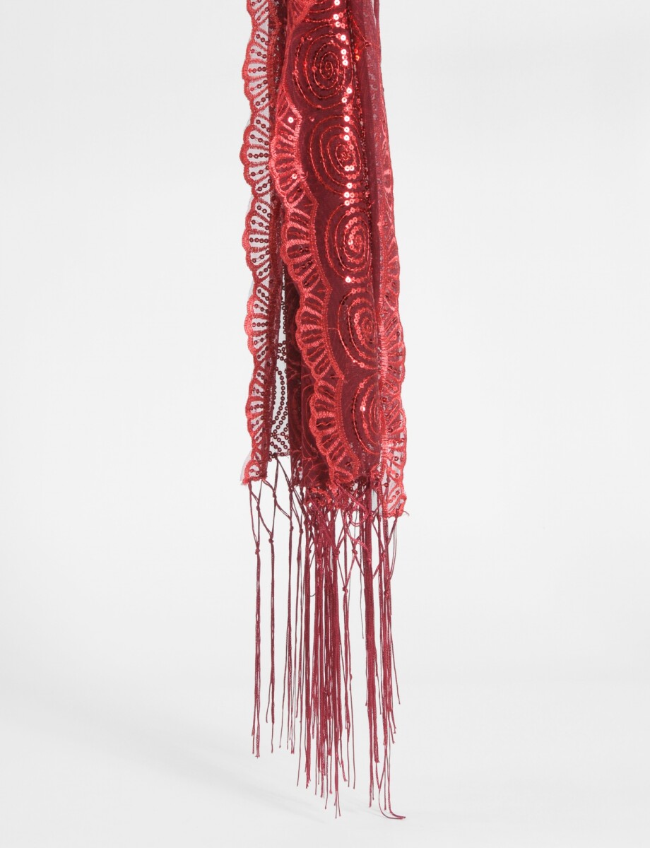 Pañuelo con brillos y flecos - rojo 