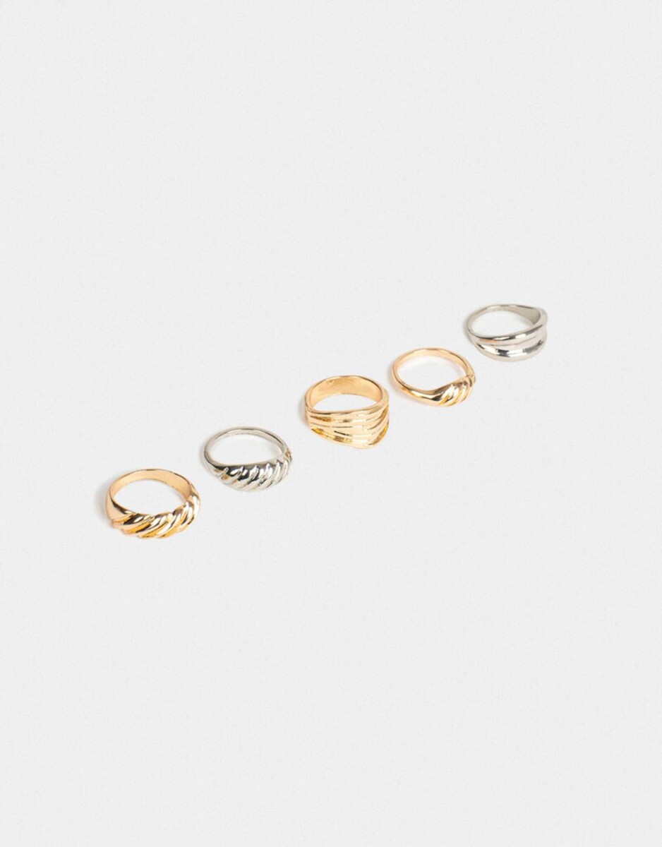 Set De Anillos Mixplating - Combinacion Bicolor 