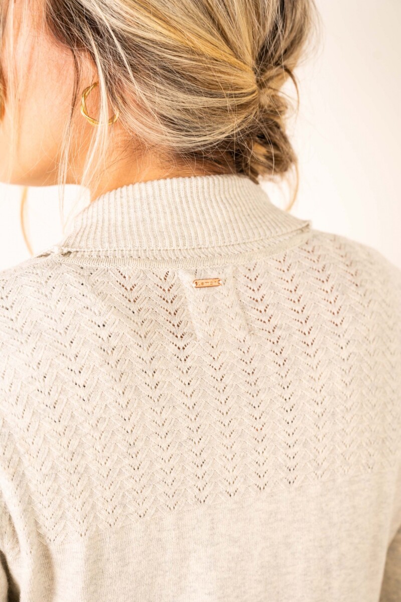 Cardigan C/solapa Algodón Elastano Gris Melange