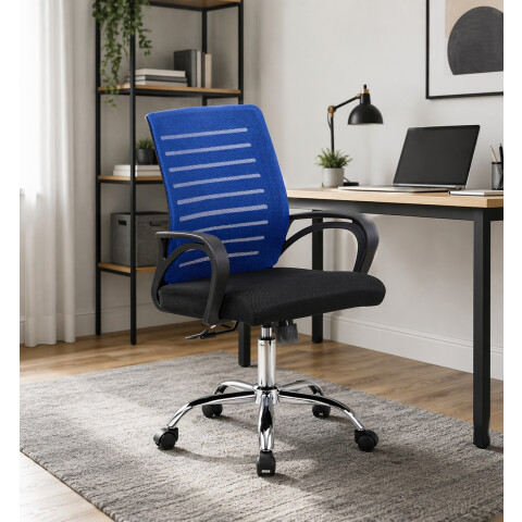 SILLA DE ESCRITORIO RESPALDO MESH AZUL MC025B SILLA DE ESCRITORIO RESPALDO MESH AZUL MC025B
