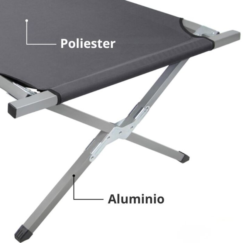 Catre Plegable en Aluminio Reforzado Con Bolso Gris