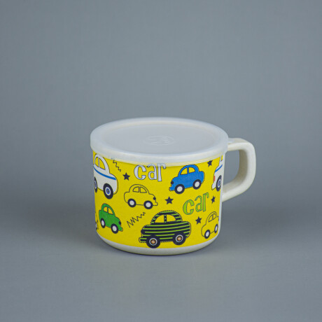 Taza Infantil De Bambú Con Tapa De Silicona Autos