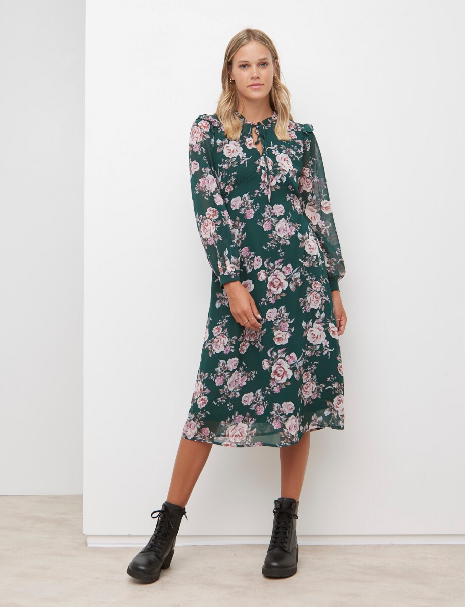 Vestido Flores - Verde/multi 