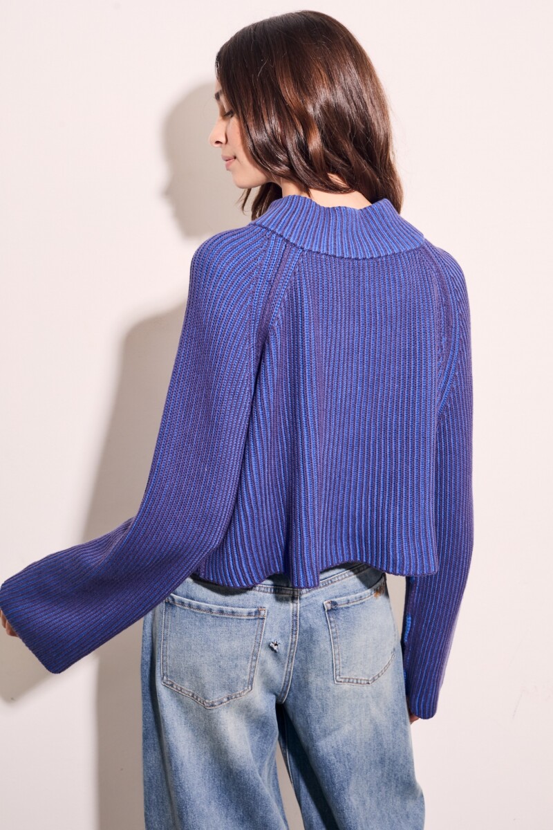 Sweater Algodón Cierre Azul