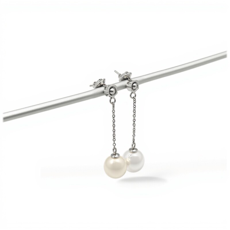 Caravanas Colgante Perlas españolas-Plata 925-Con Perla y Zirconia-CA3220 conperla