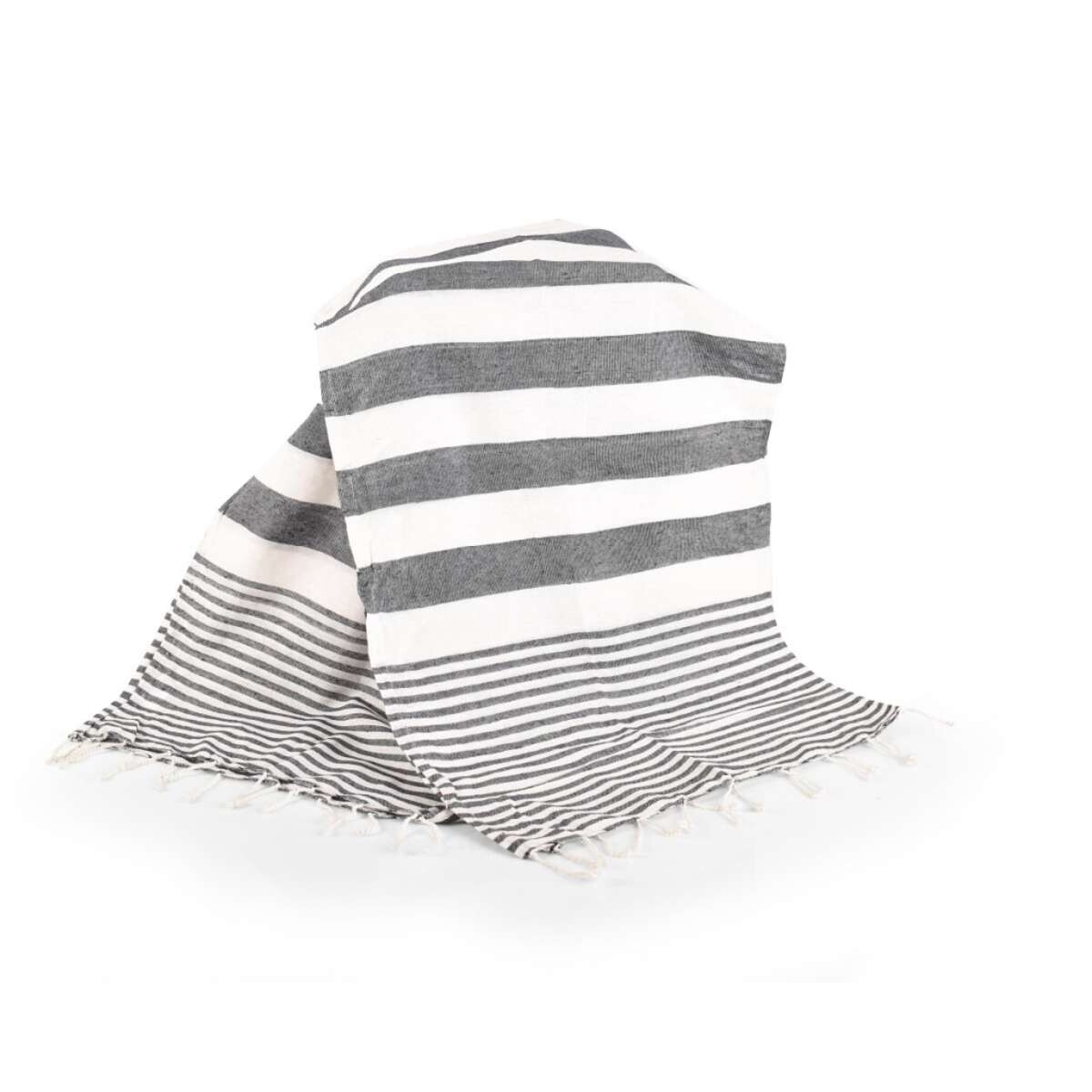 Pareo de Playa Algodón India - Negro con rayas 