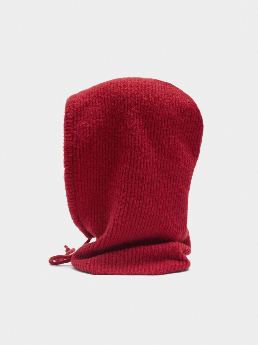 Balaclava De Punto Con Tiras - rojo 