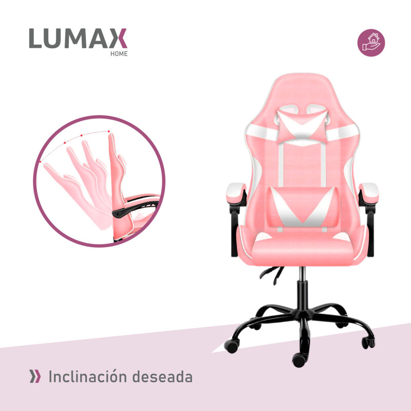Silla Gamer Lumax Modelo ROM Rosa