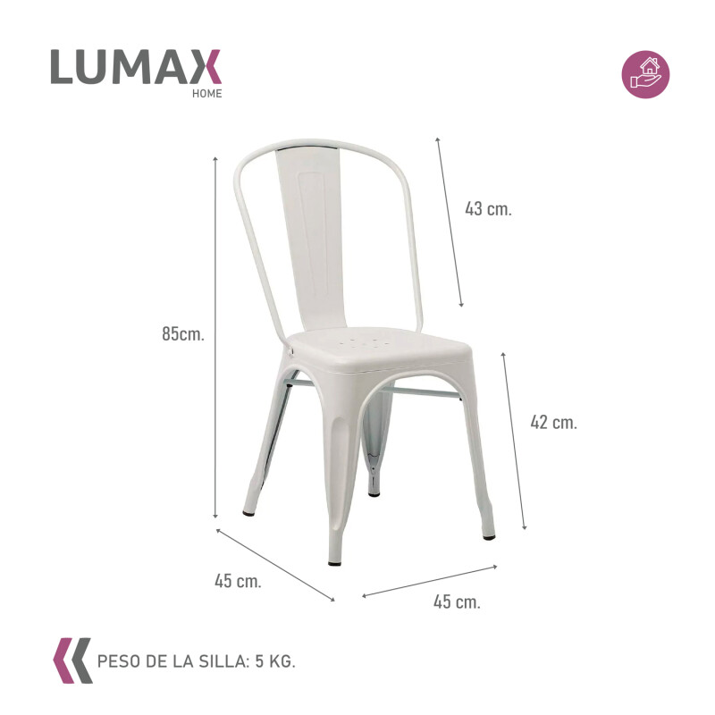 Pack 6 Sillas Tolix Lumax Varios Colores Living Comedor Blanco