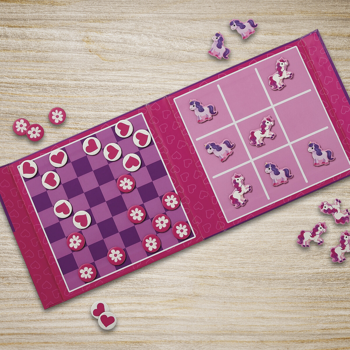Juegos Magnéticos x2 Damas + Tatetí Crocodile Creek - Unicornio 