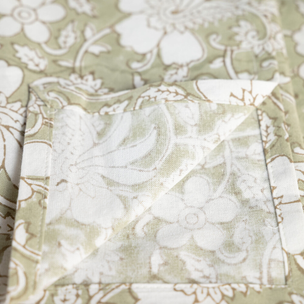SET X2 SERVILLETAS BLOCK OLIVE ALGODON 45*45CM