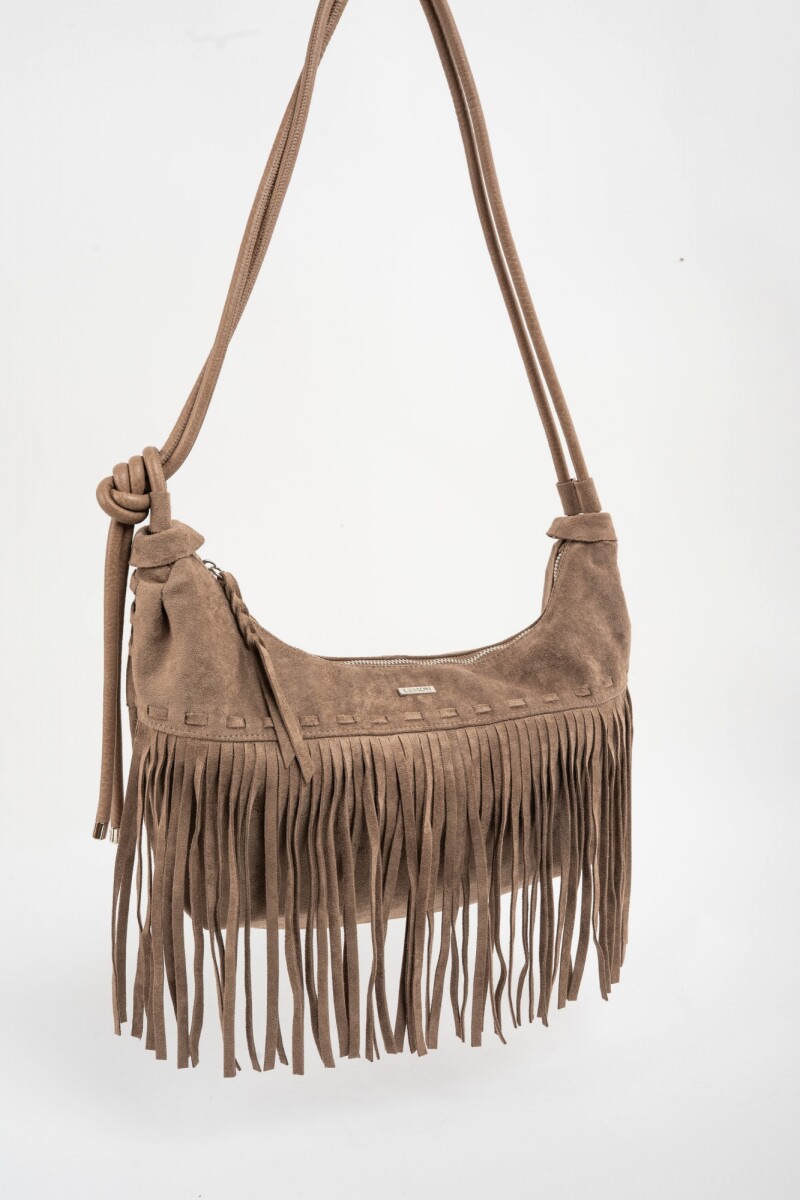 Cartera Gamuza Vegana Flecos Vison