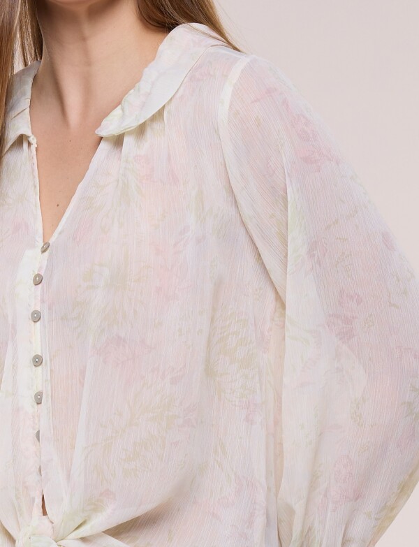 Blusa Gasa Traslucida Estampada CRUDO/MULTI