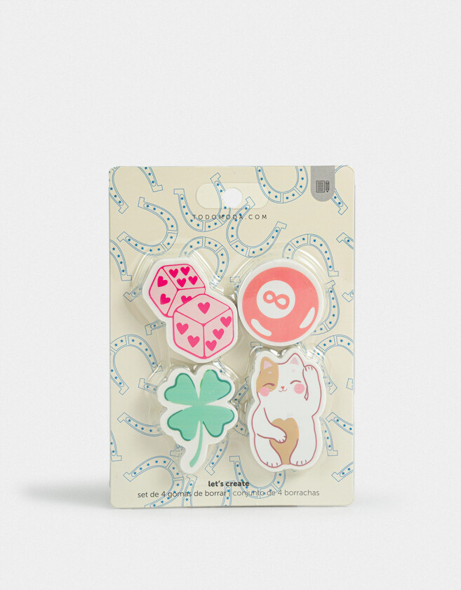 Útiles Varios Set De Gomas De Borrar - Combinacion Multicolor