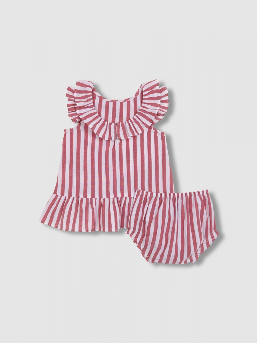 Vestido De Bambula De Rayas Piedra