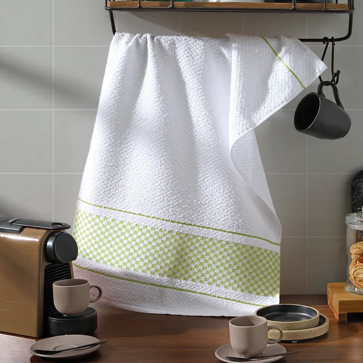 Repasador Dohler Victoria Jacquard 45 x 70 cm - VERDE MANZANA 