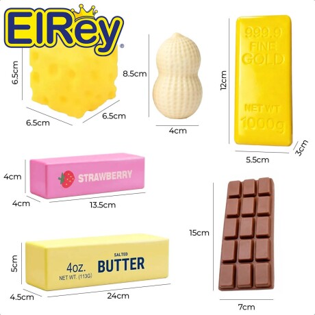 Set X6 Juguete Antiestrés Squishy Manteca Mani Choco Multicolor