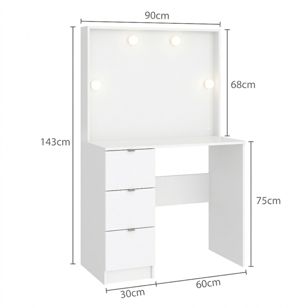 Tocador Vanity Blanco 3 Cajones