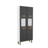 Armario 6 Puetas Vidrio Steel Negro