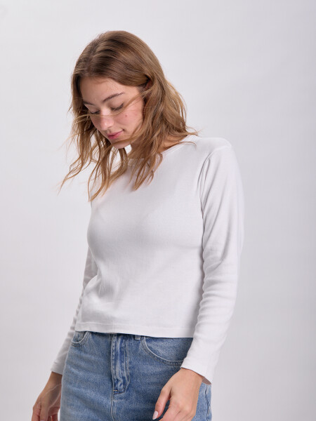 Remera rib manga larga Blanco